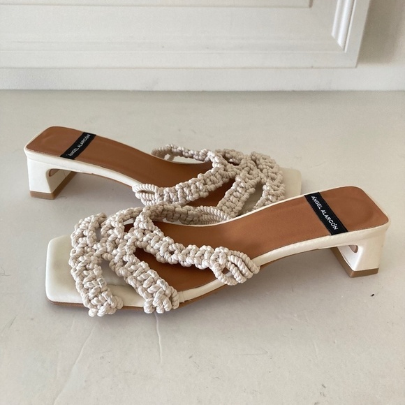 Anthropologie Shoes - Angel Alarcon Anthropologie Woven Neutral Rope Strappy Square Toe Heels Sz 37
